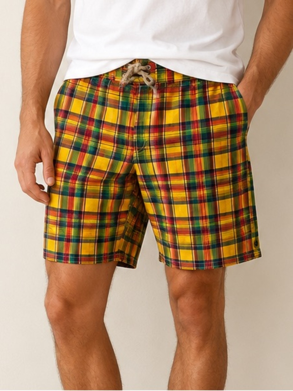 Polo Ralph Lauren Madras Plaid Swim Trunks Board Shorts Mesh Lined Men’s S NWT